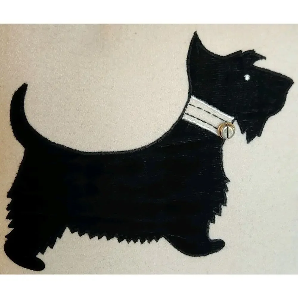 Scottie Dog Throw Pillow Scottish Terrier WOOL SILK VELVET Christmas Decor EUC!